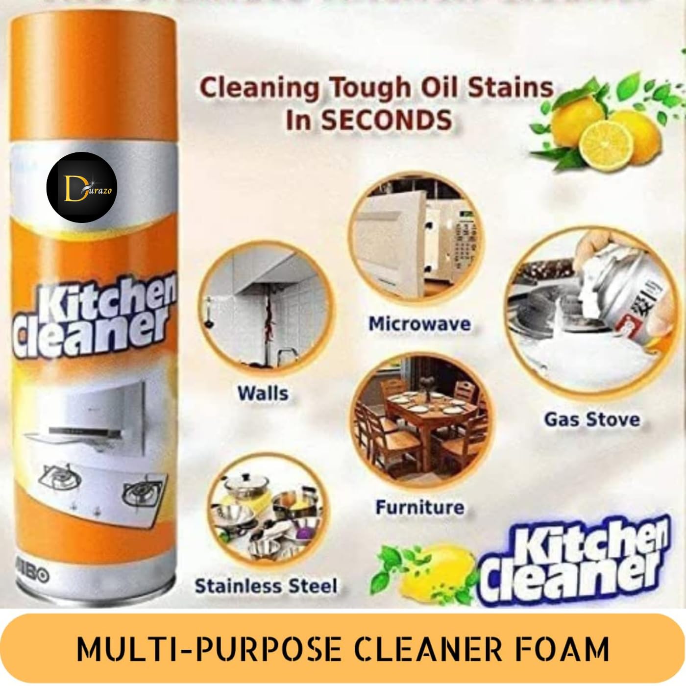 Kitchen Cleaner Spray 500ML – Powerful Oil & Grease Remover | Chimney, Stove & Tough Stain Cleaner