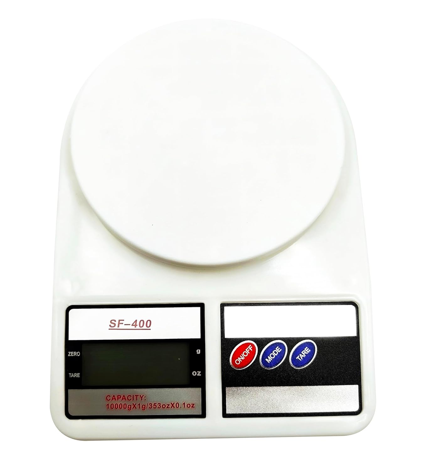 Digital Kitchen Scale 10kg Capacity Electronic Weighing Machine with 3 Modes for Cooking Baking White