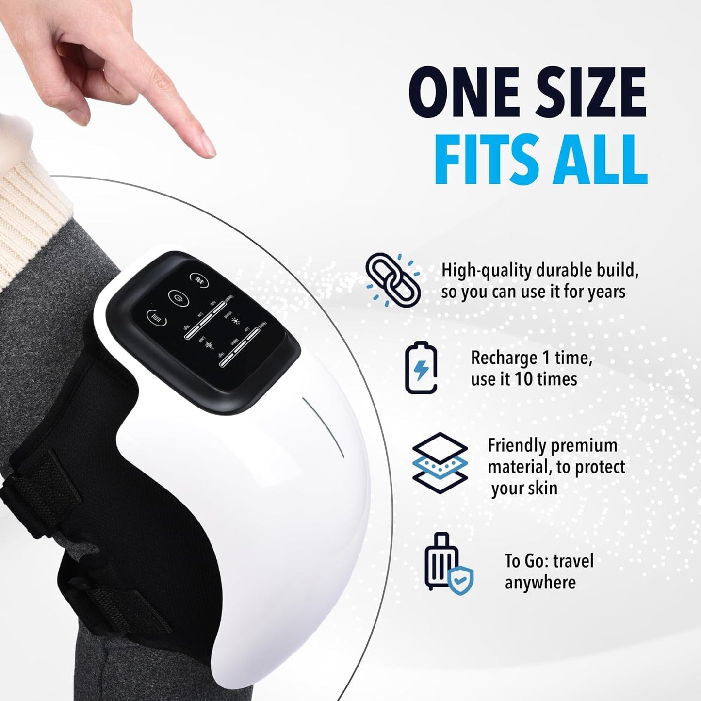 Knee Massager for Joint Pain Relief – Heat & Vibration Therapy with LED Touch Control
