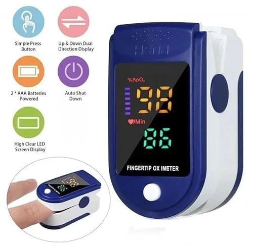 Digital Finger Pulse Oximeter – SpO2 & Pulse Rate Monitor with Dual Color LED Display (Portable & Accurate)