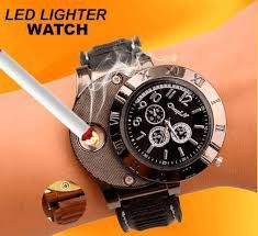 Men USB Rechargeable Cigarette Cigar Lighter Watch Novelty Cool Lighters flameless Windproof Unique Designer Wristwatch Cigarette Lighter.