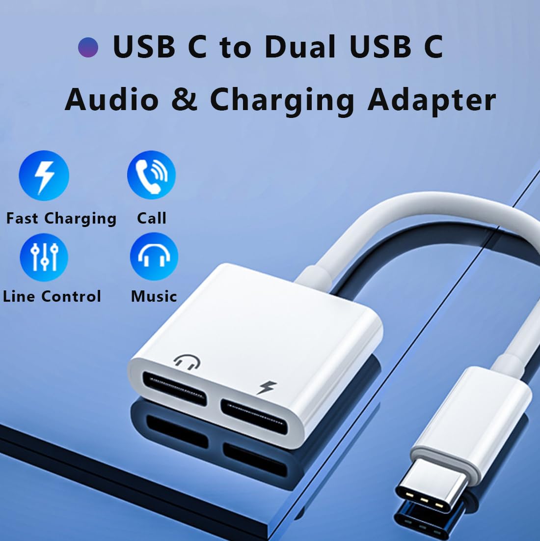 USB-C to Headphone Adapter with Charging | 2-in-1 Dual USB-C Audio Splitter for iPhone 15 Pro Max, iPad Air, MacBook Pro, Samsung Galaxy S23 & Type-C Devices