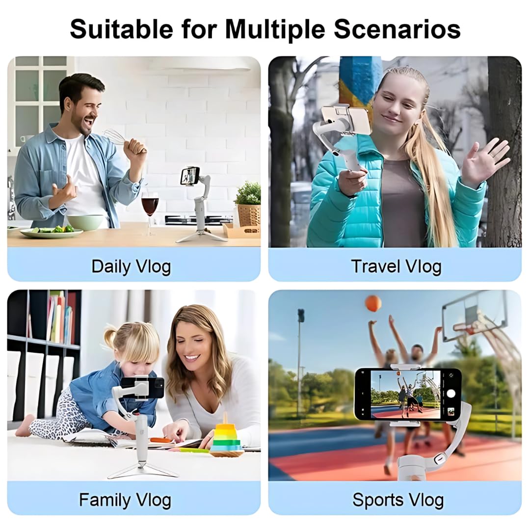 Advanced Smartphone Gimbal Stabilizer with Gyroscope | Shake-Free Video, Zoom
