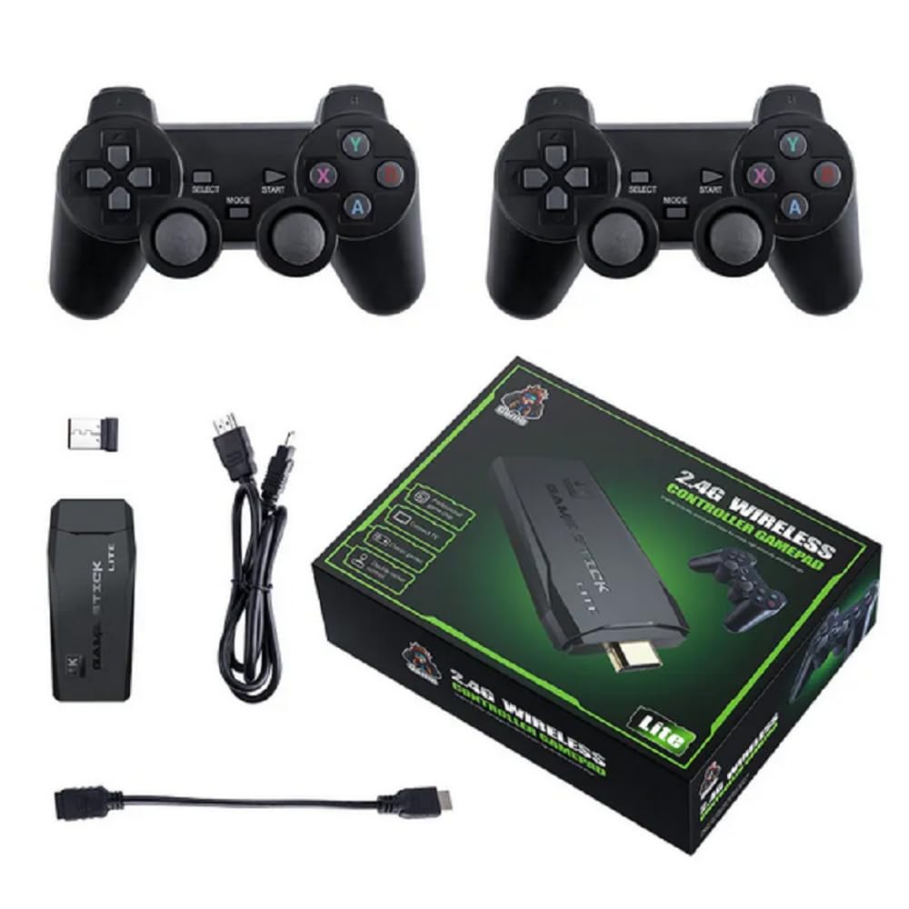 M8 Game Stick 4K HD TV Gaming Console Built in 20000 Games with Wireless Controllers Plug and Play Retro Video Game Console