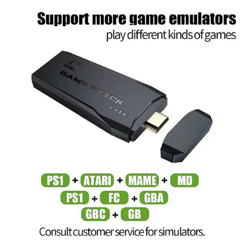 M8 Game Stick 4K HD TV Gaming Console Built in 20000 Games with Wireless Controllers Plug and Play Retro Video Game Console