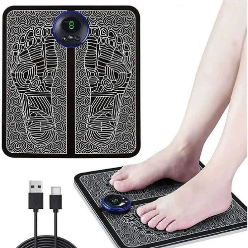 Electric Foot Massager Mat USB Rechargeable – 19 Levels & 8 Modes Vibrating Muscle Stimulator Pad, Portable Non-Slip Foot Pain Relief Device