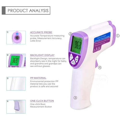 MCP Infrared Non-Contact Thermometer – Fast Digital Temperature Gun with 1-Second Reading (Body & Object Mode)