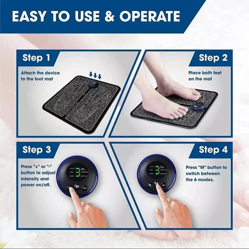 Electric Foot Massager Mat USB Rechargeable – 19 Levels & 8 Modes Vibrating Muscle Stimulator Pad, Portable Non-Slip Foot Pain Relief Device