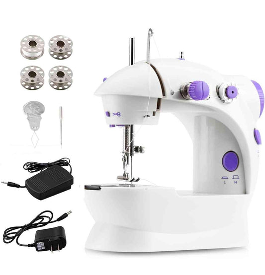Mini Portable Sewing Machine – Double Thread, 2-Speed Electric Mending Machine with Foot Pedal for Beginners, Home & Travel