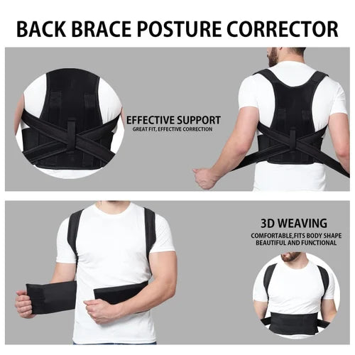 Posture Corrector Belt – Adjustable Back Support Brace for Men & Women (XL, Neoprene, Firm Support)