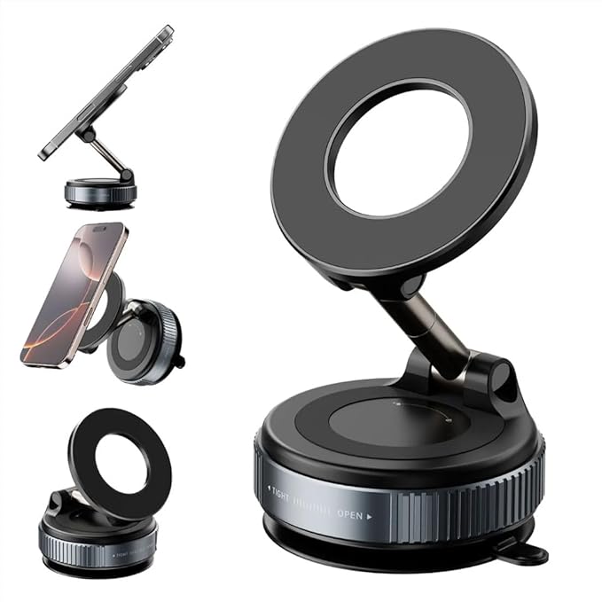 K007 Magnetic Car Phone Holder – 360° Adjustable Dashboard Mount with Strong Suction & One-Hand Operation