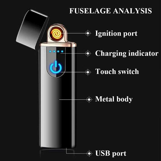 Electric Dual Flameless Lighter USB Rechargeable Windproof Torch Lighter with Touch Ignition for Indoor and Outdoor Use