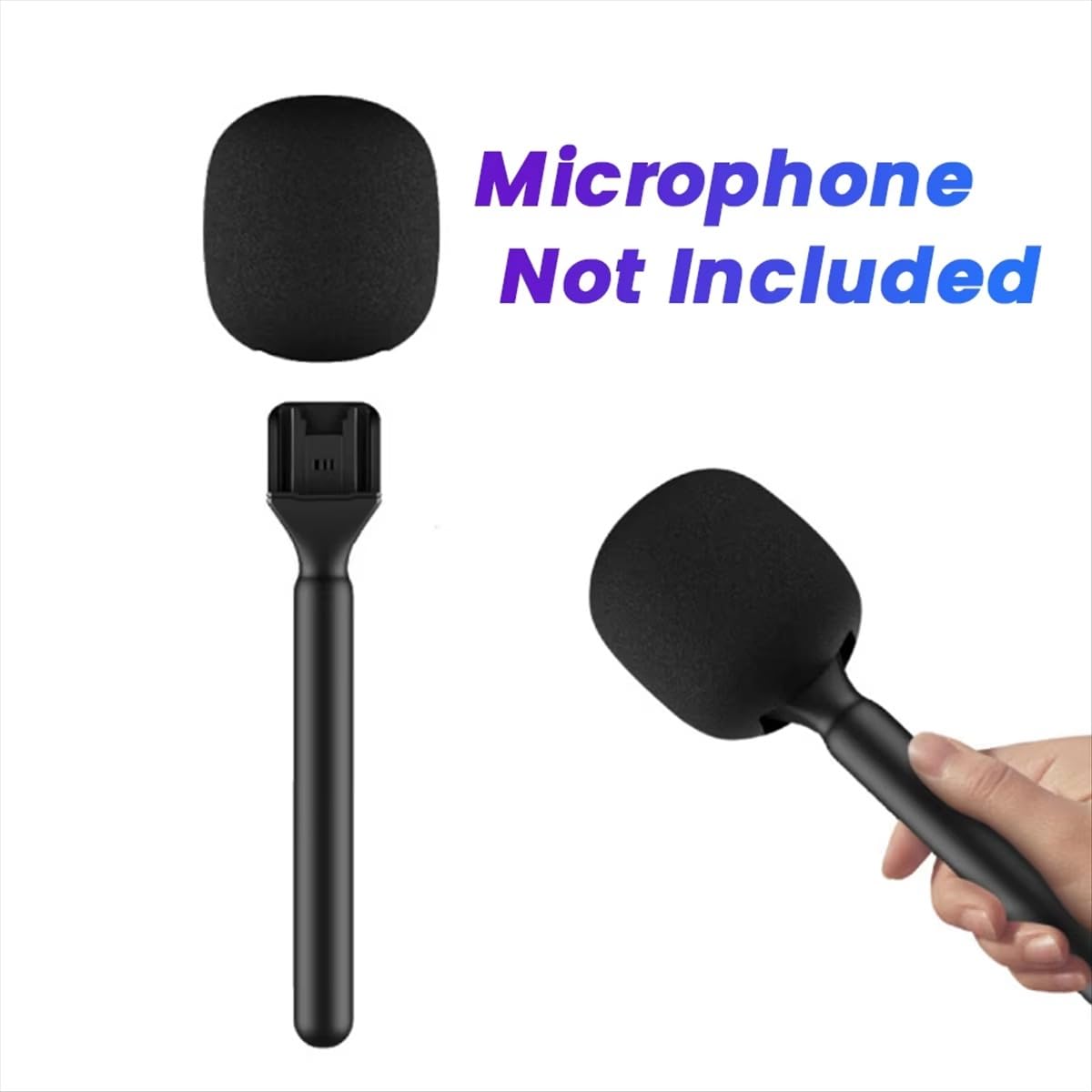 Wireless Handheld Microphone Stick for Interviews, YouTube & Podcasts | Plug & Play Mic Handle with Windshield Foam Compatible with Rode Wireless GO & DJI Mic