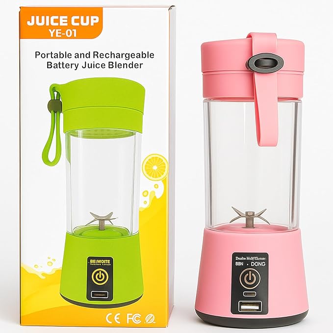Portable USB Rechargeable Mini Juicer Blender – Personal Smoothie Maker for Travel, Gym & Outdoor Use