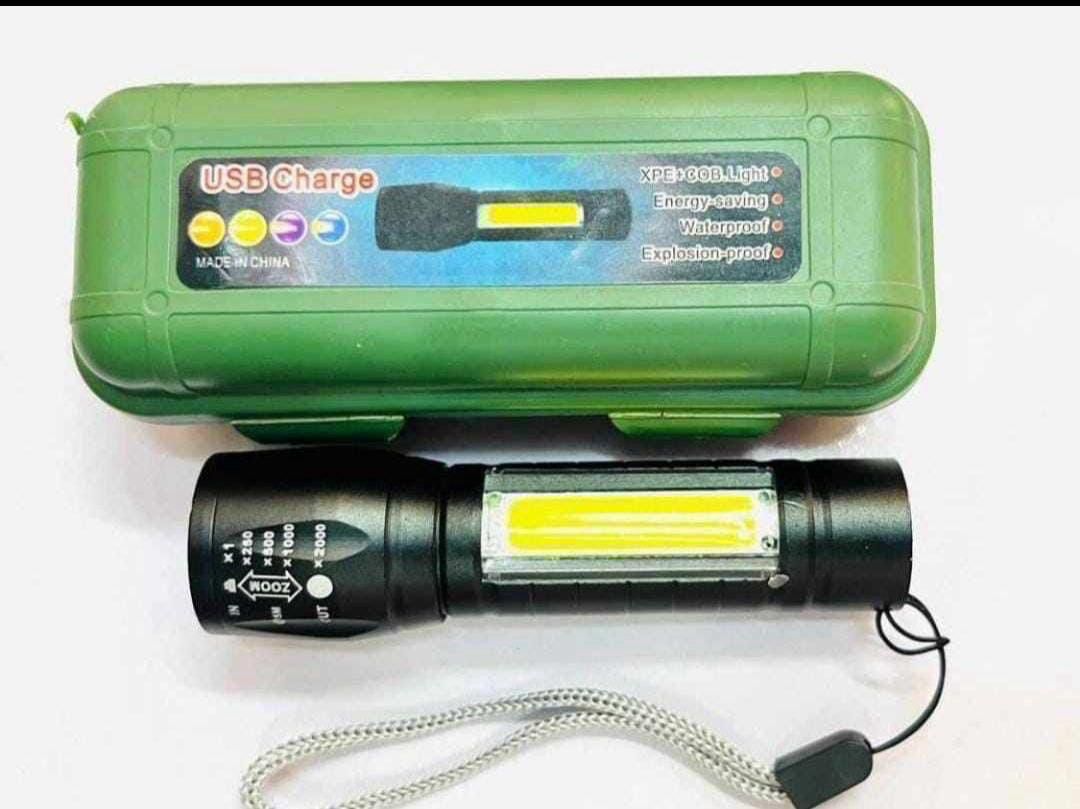 Rechargeable USB LED Flashlight Mini Torch Light Ultra Bright Compact Pocket Flashlight with 3 Modes Multicolor