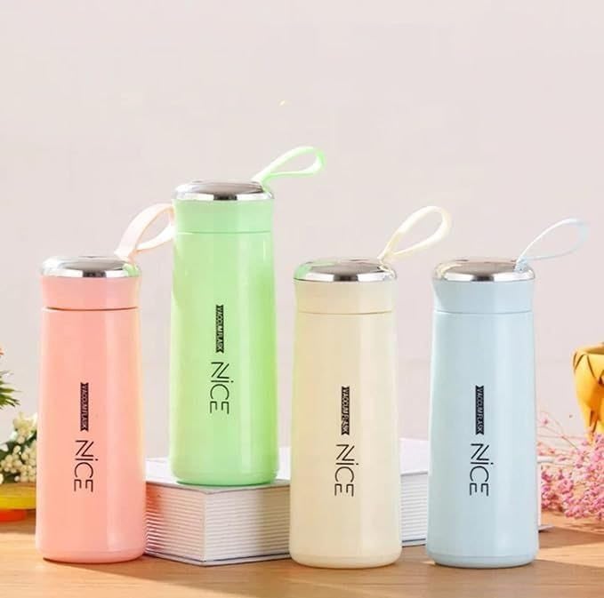 400ml Glass Water Bottle with Protective Plastic Cover Leakproof Reusable Drinking Bottle Multicolor