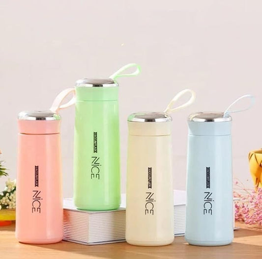 400ml Glass Water Bottle with Protective Plastic Cover Leakproof Reusable Drinking Bottle Multicolor