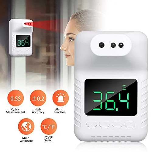 K3 Wall-Mounted Infrared Thermometer – Automatic Non-Contact Temperature Scanner with Fever Alarm