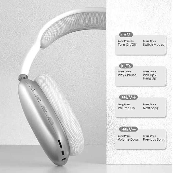 P9 Wireless Bluetooth On-Ear Headphones with Active Noise Cancellation, IPX4 Sweatproof & 4-Hour Playback (Multi-Color)