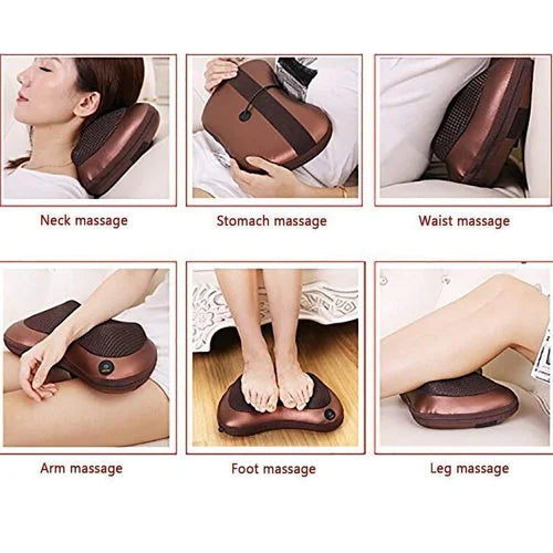 MCP Shiatsu Massage Pillow with Heat – Neck & Back Massager Cushion for Car & Home (Brown)