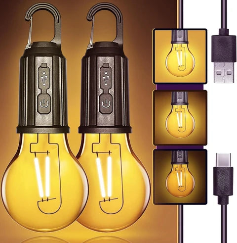 Rechargeable Camping Hanging LED Bulb – Waterproof Tent Light with 3 Modes & USB Charging