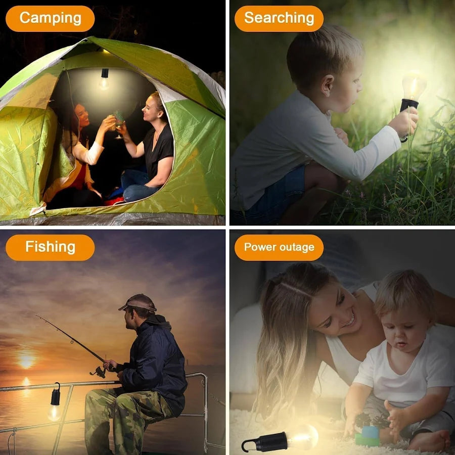 Rechargeable Camping Hanging LED Bulb – Waterproof Tent Light with 3 Modes & USB Charging