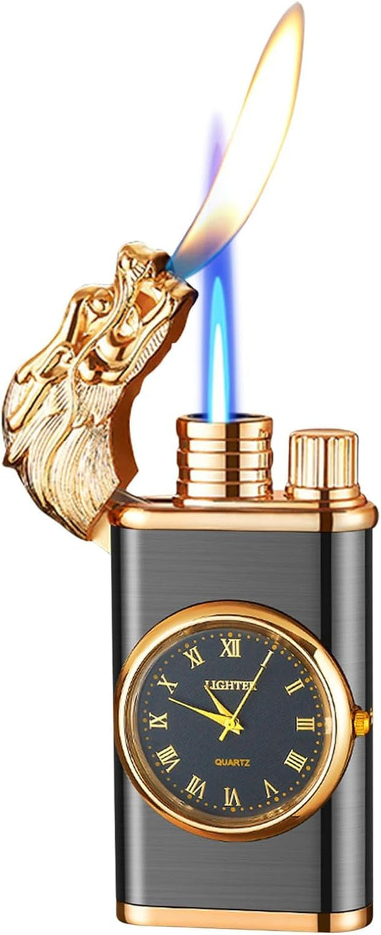 Dragon Design Butane Lighter with Quartz Watch