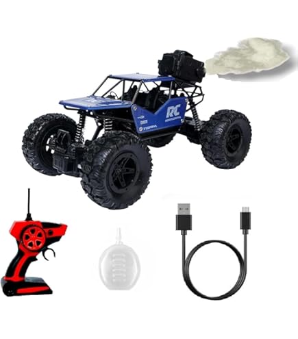 Metal Rock Crawler RC Car – Off-Road Remote Control Car with LED Lights & Smoke Spray (Rechargeable)