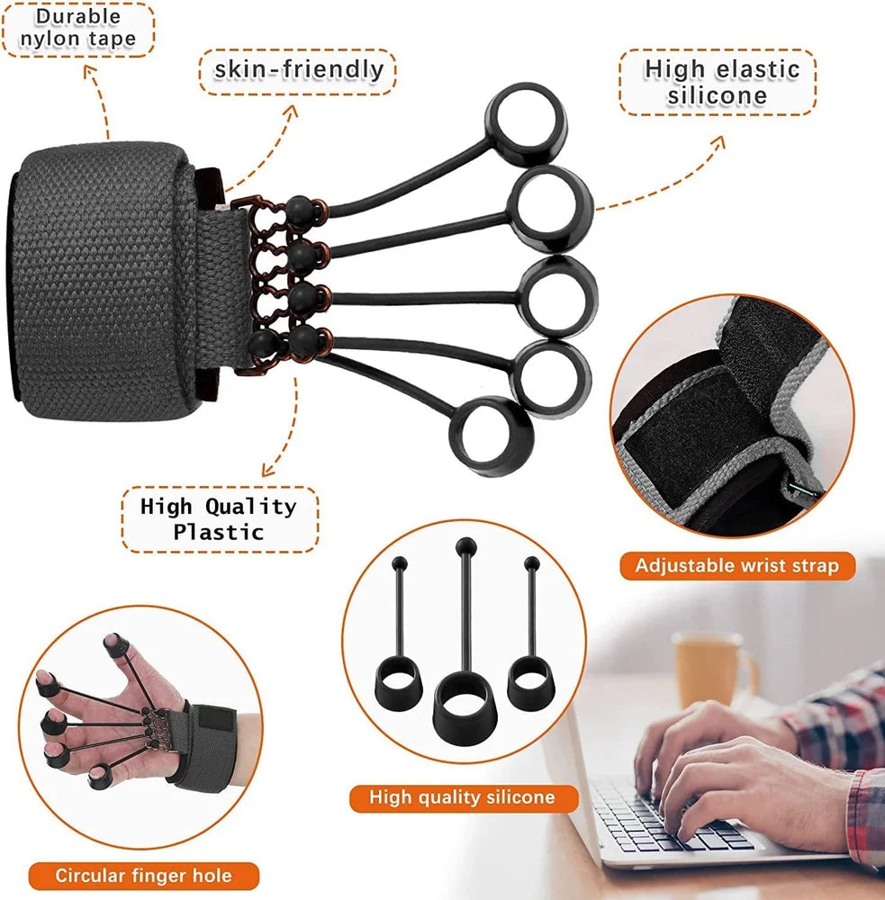 Finger Gripper Strength Trainer – Rubber Hand Exerciser Set (5 PCS) for Grip, Finger & Forearm Training
