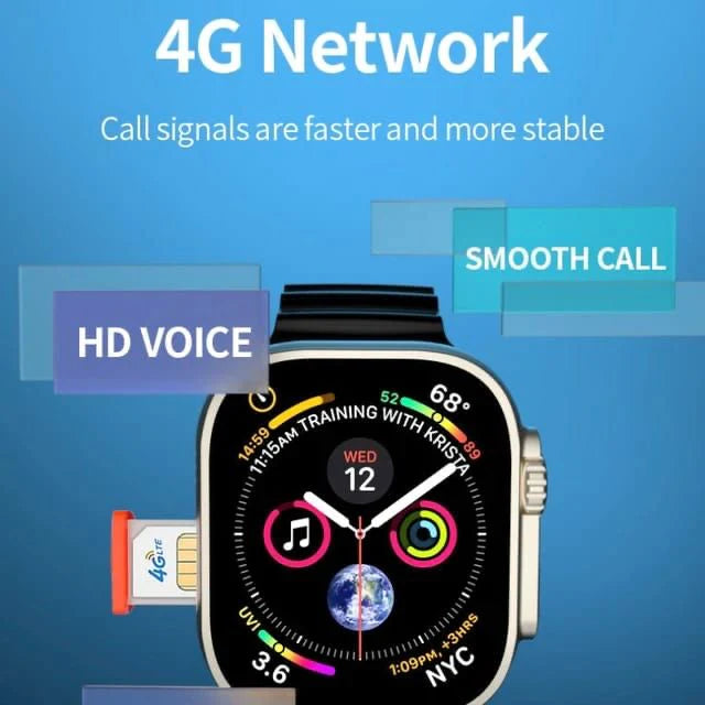 S8 Ultra 4G Android Smartwatch with SIM | 1GB RAM, 16GB Storage, Play Store Support