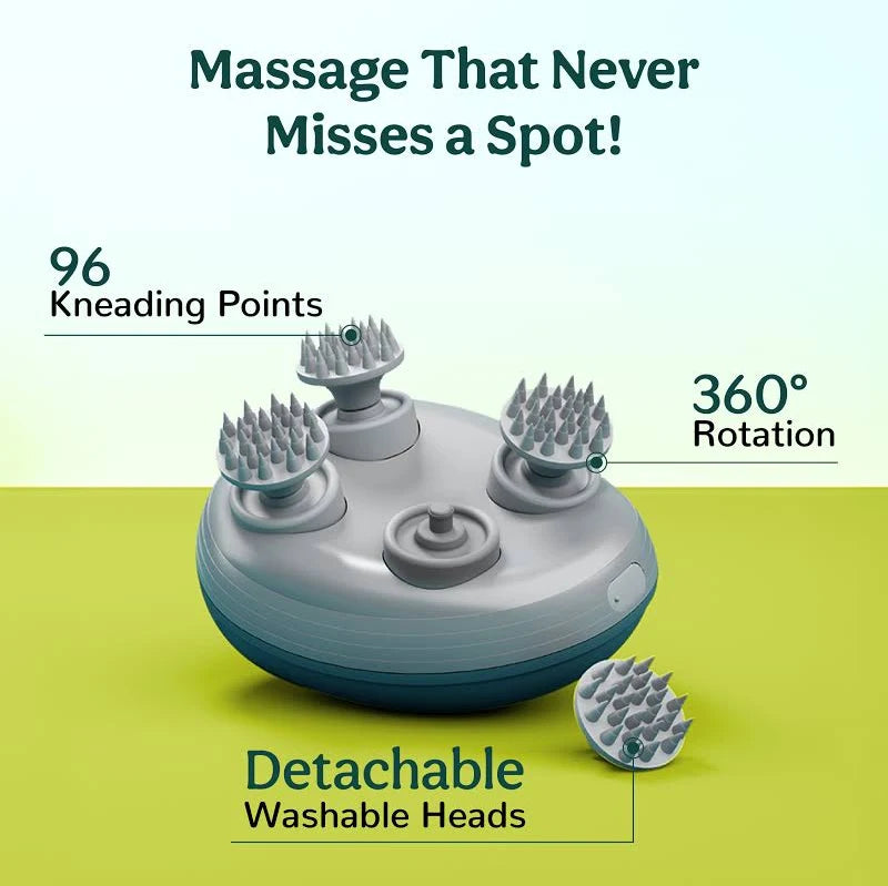 Scalp Massager Electric Head Massager with Soft Silicone Bristles for Hair Growth & Stress Relief
