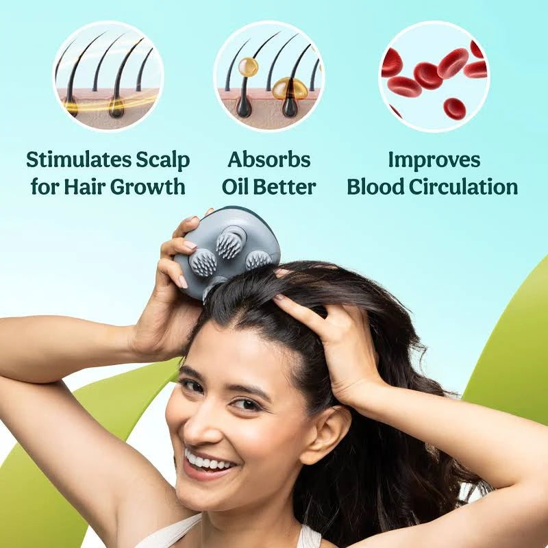 Scalp Massager Electric Head Massager with Soft Silicone Bristles for Hair Growth & Stress Relief
