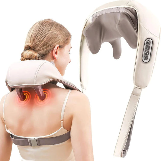Shoulder and Neck Massager Portable U Shaped Electric Cervical Pain Relief Device with Heat and Deep Tissue Massage