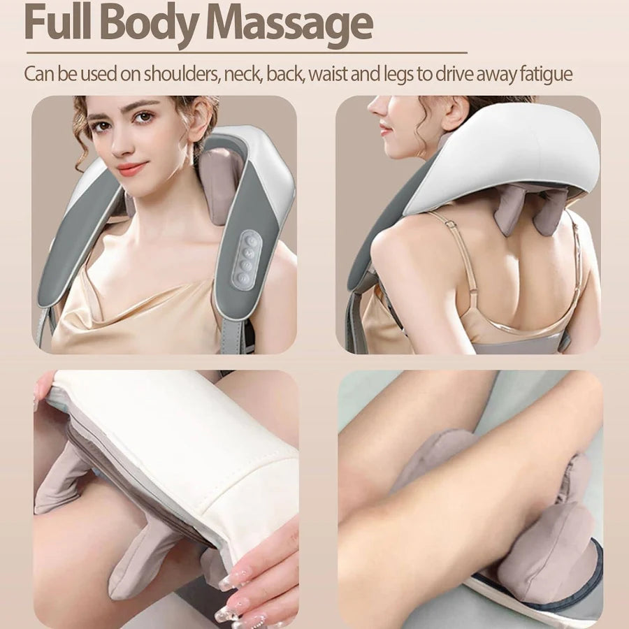 Shoulder and Neck Massager Portable U Shaped Electric Cervical Pain Relief Device with Heat and Deep Tissue Massage