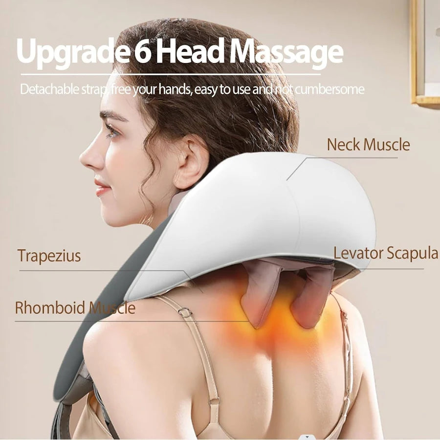 Shoulder and Neck Massager Portable U Shaped Electric Cervical Pain Relief Device with Heat and Deep Tissue Massage
