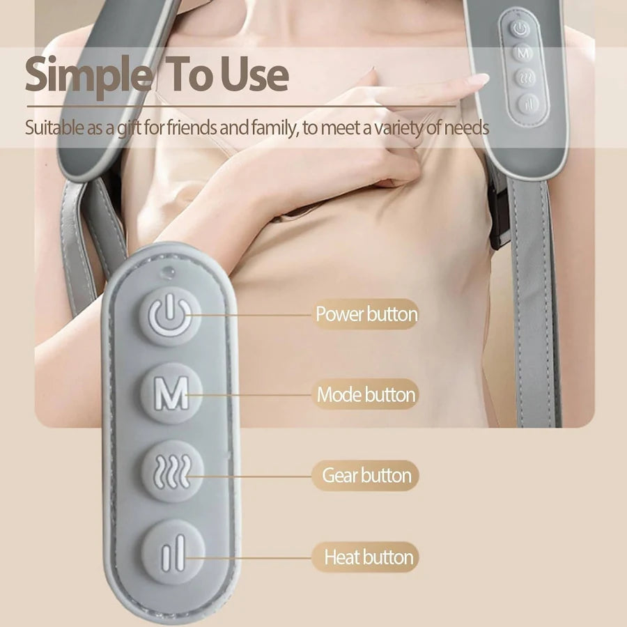 Shoulder and Neck Massager Portable U Shaped Electric Cervical Pain Relief Device with Heat and Deep Tissue Massage