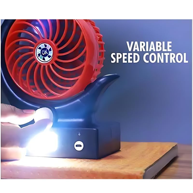 Smart Mini Cooling Fan with LED Light – Rechargeable Portable Fan, Quiet & Powerful Airflow for Travel, Office & Outdoor Use