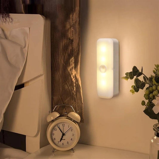 Motion Sensor LED Night Light Rechargeable Wireless Magnetic Cabinet Lamp with Dimming Emergency Mode for Bedroom Kitchen Stairs