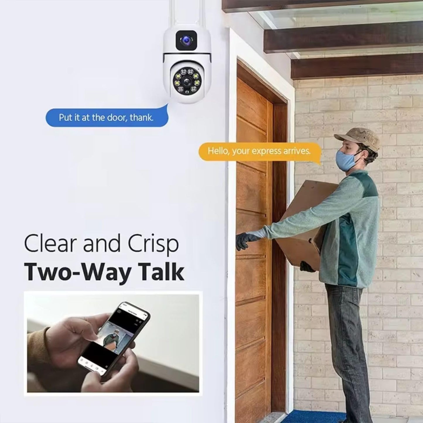 Mini Dual Lens PTZ WiFi Security Camera 5.5MP Full HD 360 Degree Indoor Camera with Two Way Audio Motion Detection Night Vision