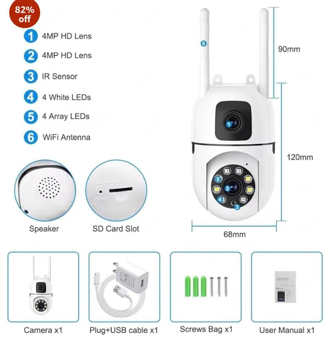 Mini Dual Lens PTZ WiFi Security Camera 5.5MP Full HD 360 Degree Indoor Camera with Two Way Audio Motion Detection Night Vision