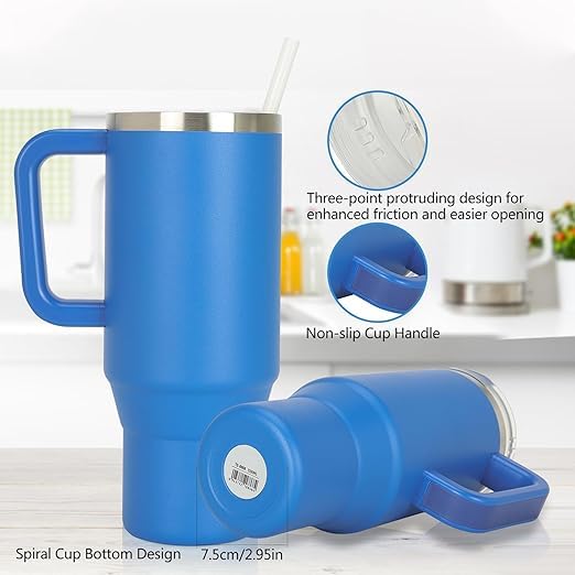 Pink Insulated Tumbler with Handle and Straw Stainless Steel Travel Mug for Iced Coffee Water Dishwasher Safe
