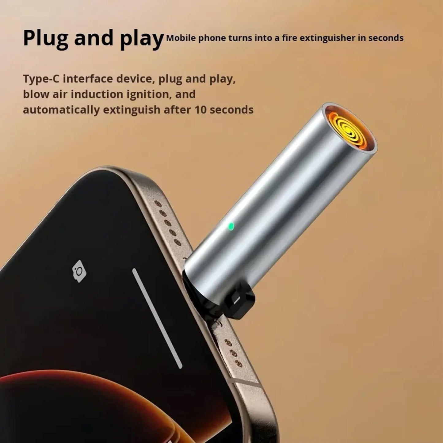 USB Type C Flameless Electric Lighter Rechargeable Windproof Coil Lighter with Blow Sensor Portable Keychain Mini Lighter