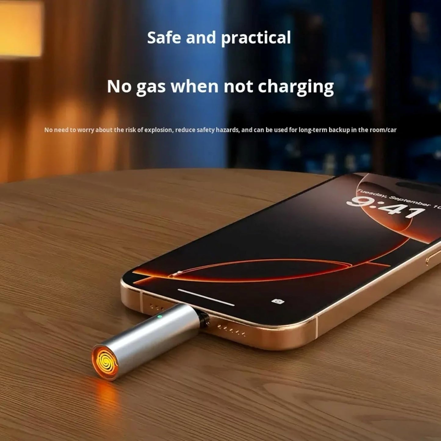USB Type C Flameless Electric Lighter Rechargeable Windproof Coil Lighter with Blow Sensor Portable Keychain Mini Lighter
