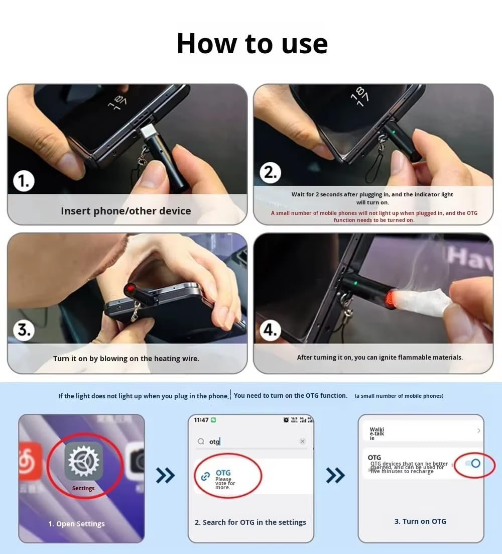 USB Type C Flameless Electric Lighter Rechargeable Windproof Coil Lighter with Blow Sensor Portable Keychain Mini Lighter