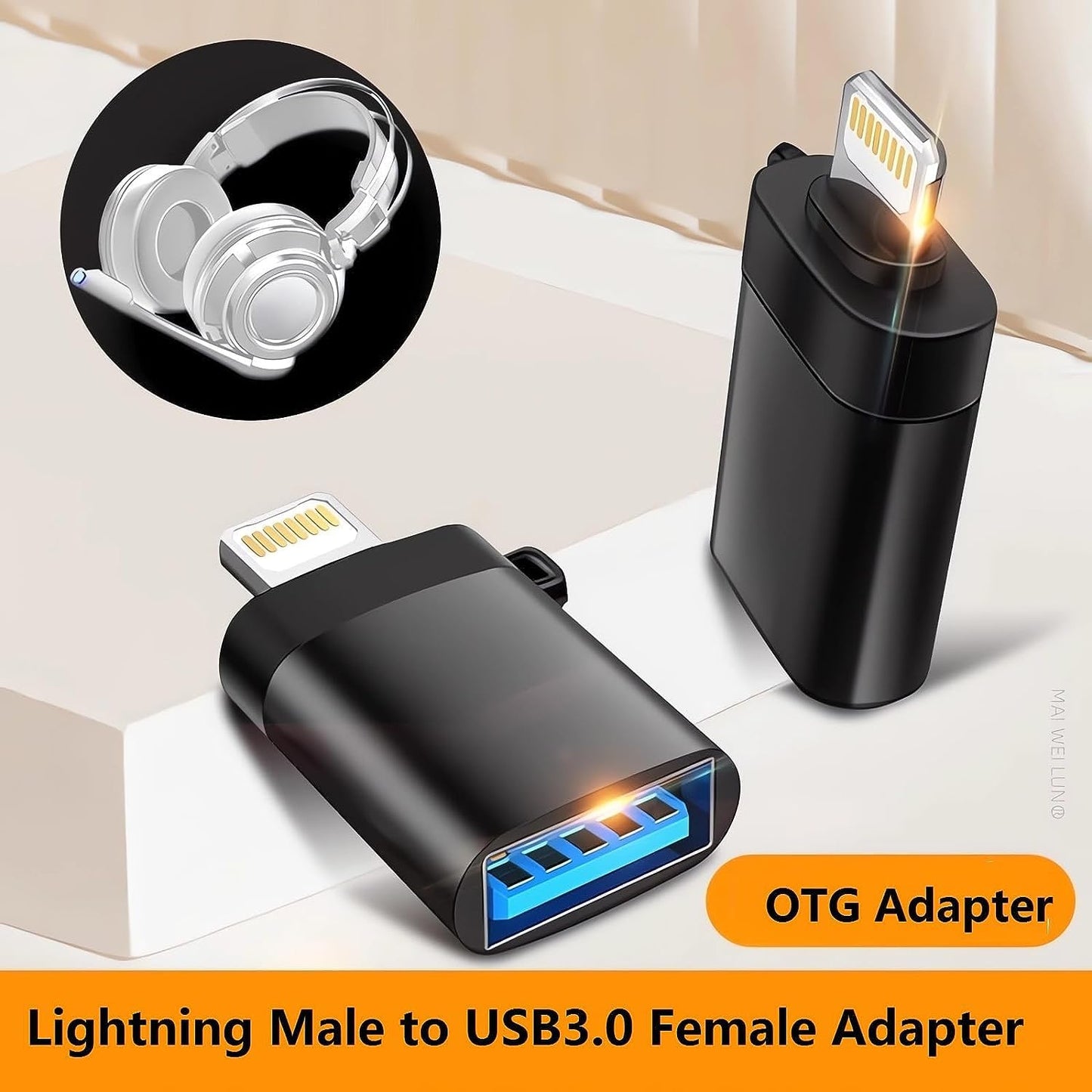 NISHTECH Lightning to USB Adapter (OTG) | Lightning Male to USB 3.0 Female Converter for iPhone 14, 13, 12, iPad & iOS Devices