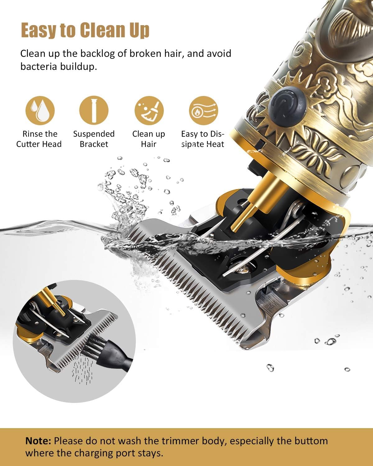 Professional Mens Hair Clippers Zero Gapped Cordless T Blade Hair Trimmer Rechargeable Grooming Kit with LED Display and Guide Combs