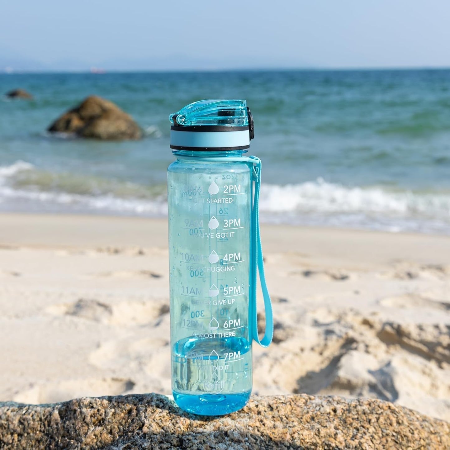 1L Water Bottle with Time Markings BPA Free Motivational Sports Water Bottle for Gym Fitness Outdoor Use