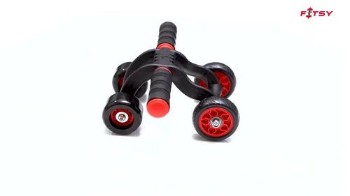 4-Wheel Ab Roller – Anti-Slip PU Wheels Core Workout Equipment with Heavy-Duty Metal Bar