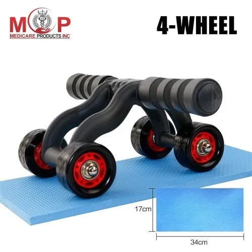 4-Wheel Ab Roller – Anti-Slip PU Wheels Core Workout Equipment with Heavy-Duty Metal Bar
