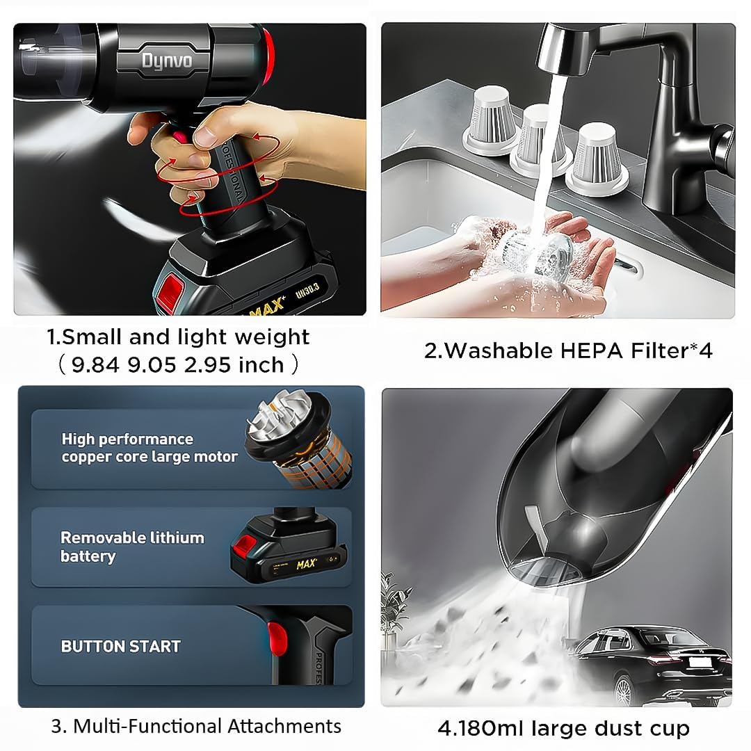 Wireless Handheld Car Vacuum Cleaner 3 in 1 High Power 18000PA Portable Mini Vacuum for Car and Home